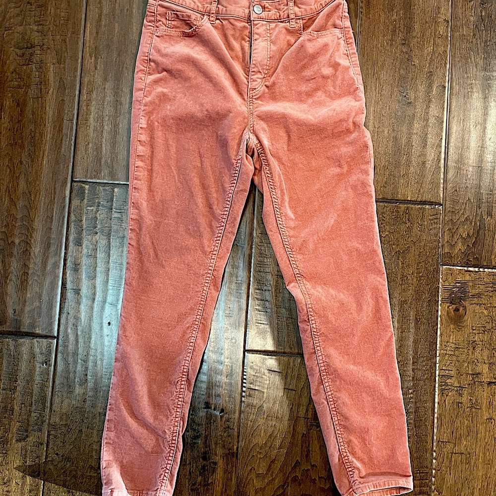 Peach velvet high rise pants
